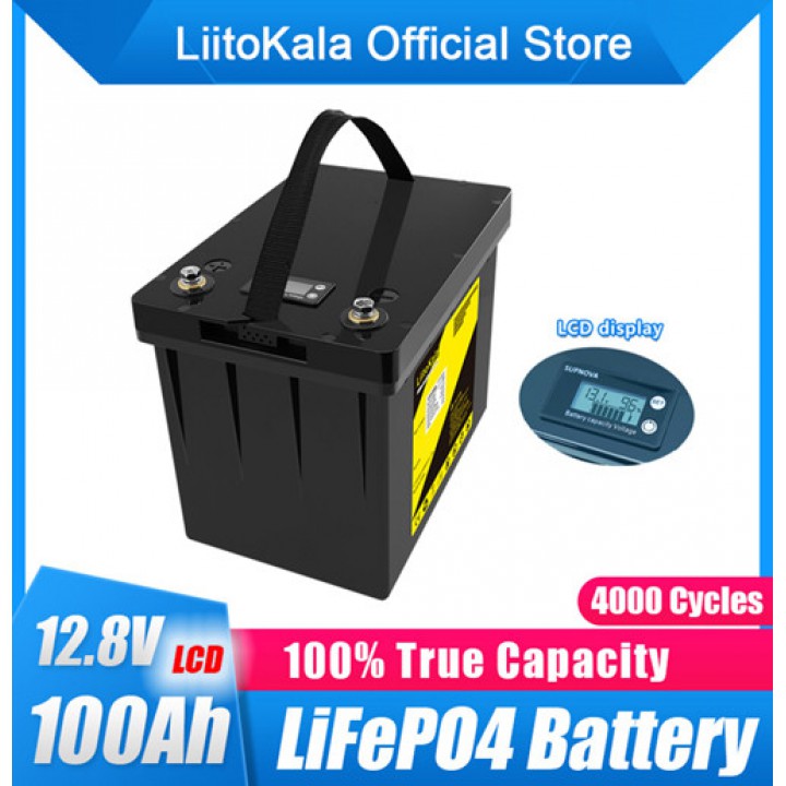 Акумулятор LiFePO4, LiitoKala, 12V 100Ah, з LCD дисплеєм, BMS smart плата