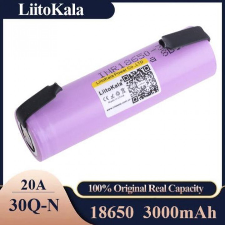 Аккумулятор 18650, LiitoKala 30Q-N, 3000mAh, с контактами под пайку, ОРИГИНАЛ