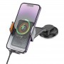 Автодержатель Hoco HW8 Transparent Discovery Edition wireless fast charging, Metal Grey