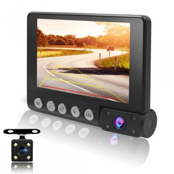 Автомобільний відеореєстратор C9, LCD 4'', WDR, 1080P Full HD, 3 камери