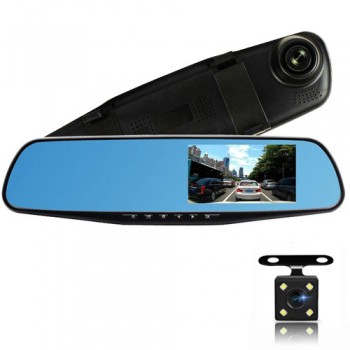 Автомобільний відеореєстратор-дзеркало L-9002, LCD 4.3'', 2 камери, 1080P Full HD