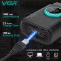 Електробритва VGR V-378 BLACK шейвер, подвійне лезо + тример, регулювання потужності 7000-9000 RPM, LED display