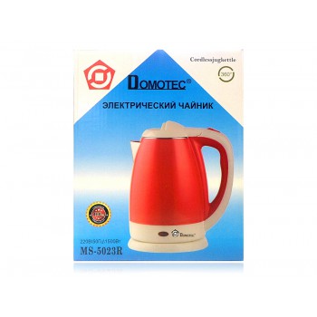 Чайник електричний з нержавіючої сталі 2,0л 1500Вт (червоний) Domotec MS-5023R 12шт 7059