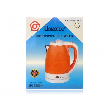 Чайник електричний з нержавіючої сталі 2,0л 1500Вт (помаранчевий) Domotec MS-5022O 12шт 7061