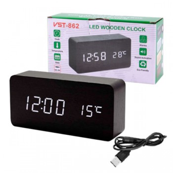 Часы сетевые VST-862-6 белый температура, USB
