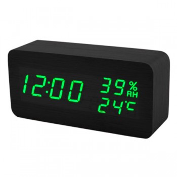 Часы сетевые VST-862S-4 зеленые, температура, влажность, USB