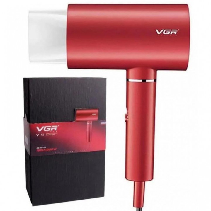 Фен професійний VGR V-431 RED, 2 рівні обдування, 2 рівні температури, насадка-концентратор