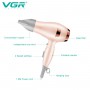 Фен складаний VGR V-432 PINK, 3 рівні обдування, низький рівень шуму, 1000 Вт