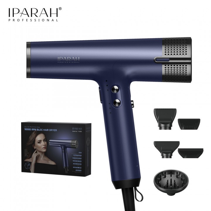Професійний фен IPARAH P-390B BLUE, 4 рівні обдування, 4 рівні температури, 110000RPM, 1500-1700W