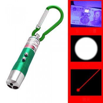Фонарь брелок 9617-LED, лазер, ультрафиолет, 3хLR44, карабин