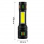 Фонарь NIGHT VISION FLUORESCENCE 623-TG+COB, Li-Ion аккум., ЗУ Type-C, индикация заряда, zoom