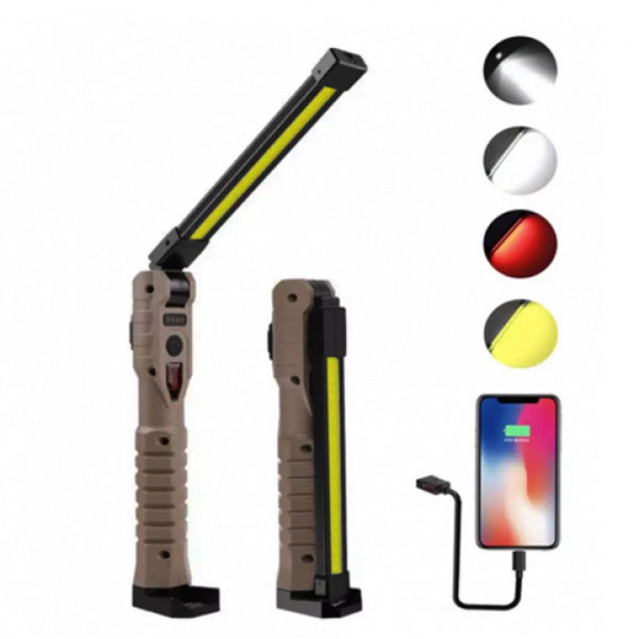 Ліхтар WORKLIGHT-WL-08-XPE+COB (white+yellow+red), power bank, Li-Ion акум., поворот180º+180º, магнит, зажим, крюк, ЗУ Type-C, Box