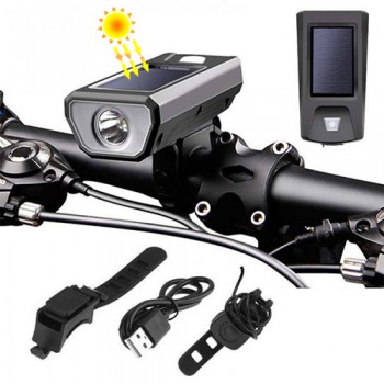 Велодзвінок + фара FY-316-XPE, сонячна батарея, виносна кнопка, Waterproof, Li-Ion акумулятор, ЗУ mircoUSB