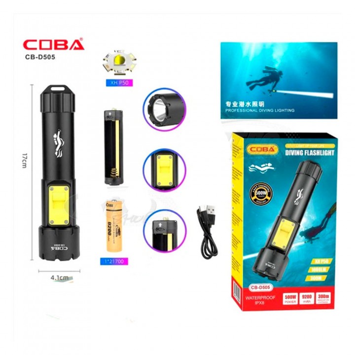 Підводний ліхтар акумуляторний COBA CB-D505 1000лм 18650