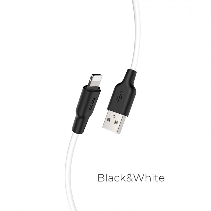 Кабель Hoco X-series X21 Plus Silicone charging cable for iP(L=2M), Black and White