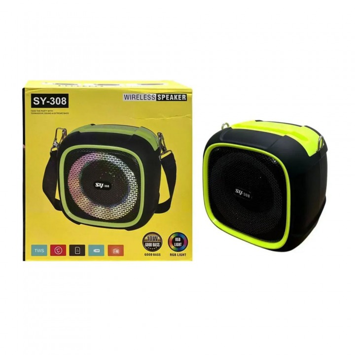 Портативна колонка SY-308 Bluetooth FM/USB/microSD/TWS/LED