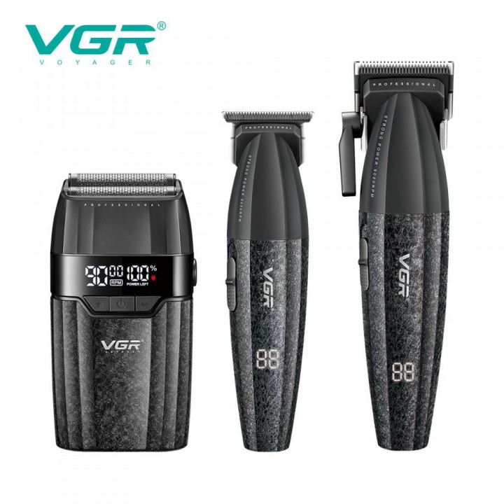 Комплект VGR 3 в 1 V-640 S3 BLACK, машинка для стрижки (clipper), тример та електробритва (шейвер)