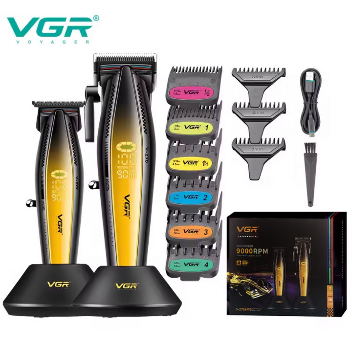 Комплект VGR 2 в 1 V-270&V-992 GOLD, машинка для стрижки та тример