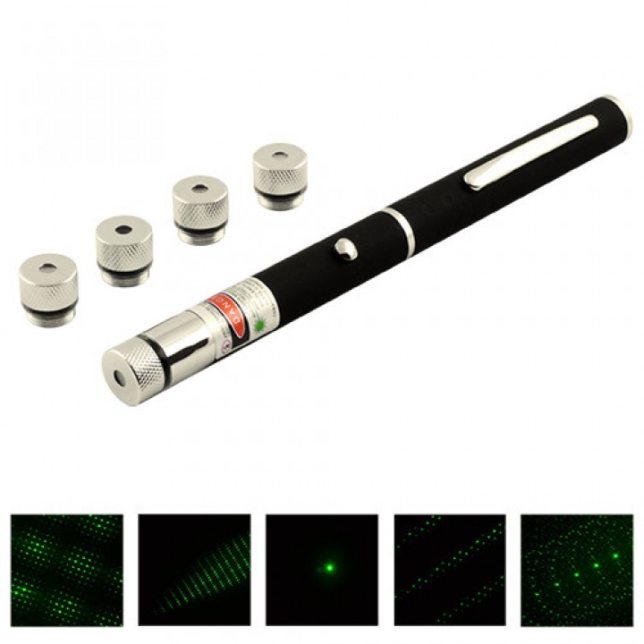 Ліхтар-лазер зелений 803-5, 2xAAA, 5 насадок, оксамитова коробка