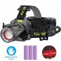 Фонарь налобный H610-WHITE LASER LED PM50-TG, Motion Sensor, 3x18650, power bank, ЗУ Type-C, zoom