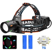 Ліхтар налобний NIGHT VISION FLUORESCENCE BL-T207-TG, 1 режим, 2x18650, ЗП Type-C, zoom