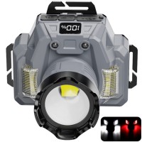 Ліхтар налобний HX-915-P50+2SMD(White)+2SMD(Red), 2x18650, power bank, ЗУ Type-C, zoom, BOX
