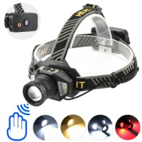 Ліхтар налобний T503A-2TG(white+yellow)+SMD(white+red), Motion Sensor, Li-Ion акумулятор, power bank, ЗУ microUSB