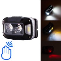 Ліхтар налобний WH-0218-XPG(white+yellow)+SMD(red), Motion Sensor, Li-Ion акумулятор, ЗУ Type-C