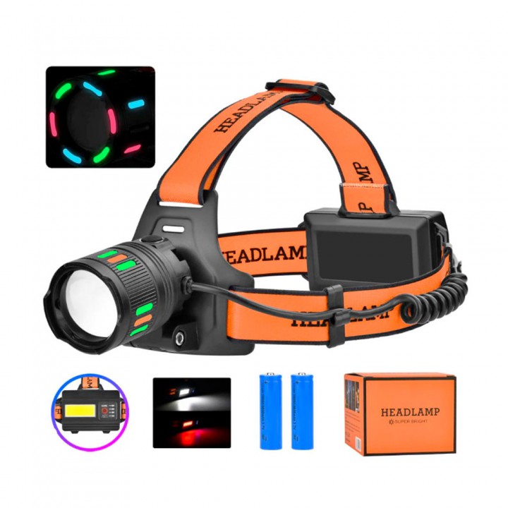 Налобний ліхтар NIGHT VISION FLUORESCENCE BL-T203-TG+COB (білий+червоний), 2x18650, 1 режим