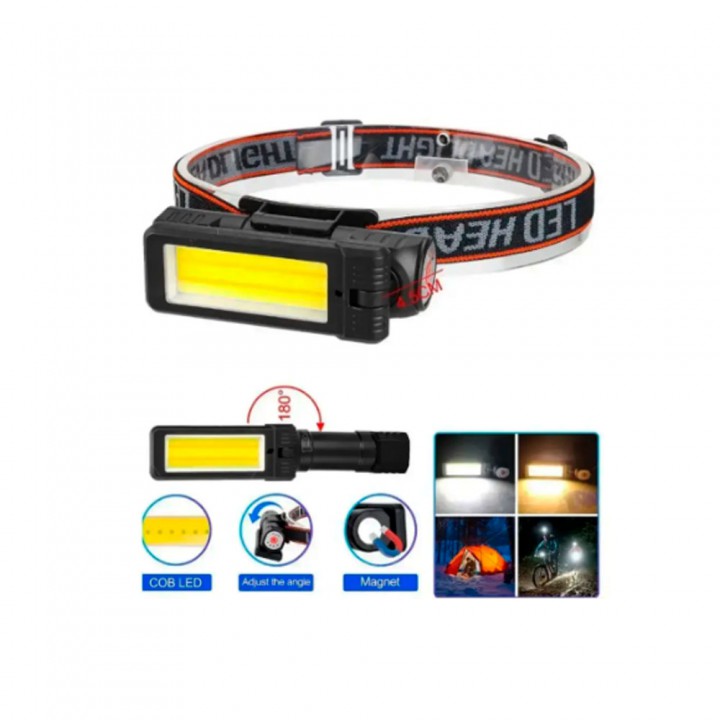 Налобний ліхтар PL-198 2-в-1, поворотний, 5301-COB (біле + жовте світло)