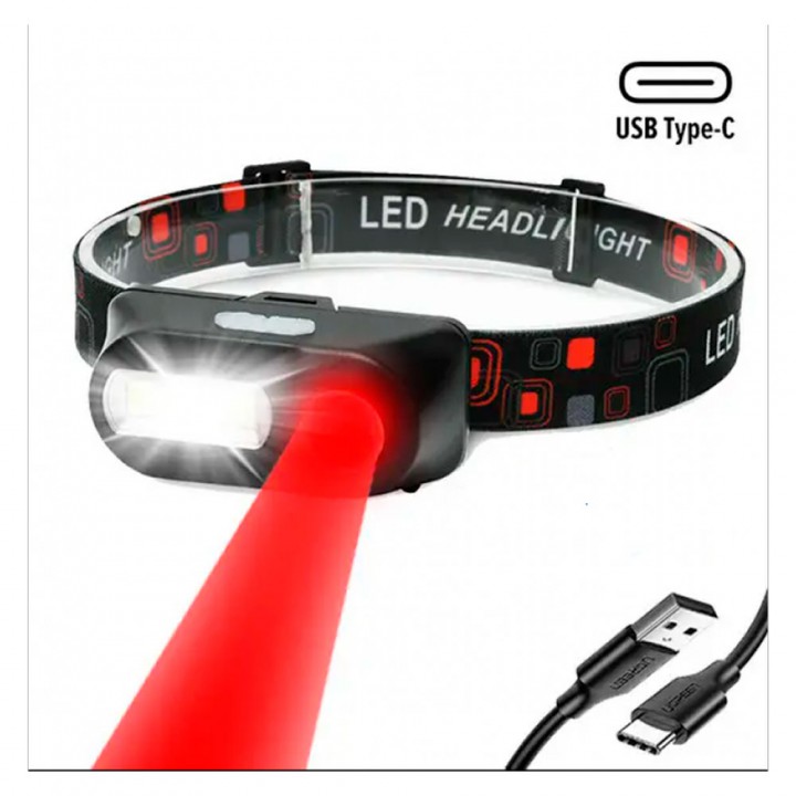 Ліхтар налобний із червоним світлом BL-1804-RED+COB універсальний із зарядкою USB