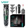Тример VGR V-260 GREEN, 3 насадки, 2000mAh, 9000 RPM, LED display