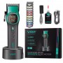 Акумуляторна машника для стриження (clipper) VGR V-885C GREEN, 10 насадок, LED display