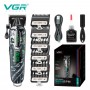 Акумуляторна машинка для стриження (clipper) VGR V-279 GREEN, 6 насадок, 9000 RPM, 2500 mAh, LED display