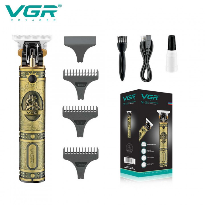 Машинка (триммер) для стрижки волос и бороды VGR V-085, Professional, 3 насадки, STRONG BATTERY