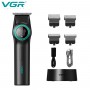 Тример VGR V-977 BLACK, регулювання потужності 6000 - 8000 RPM, 2500 mAh, 4 насадки, LED display