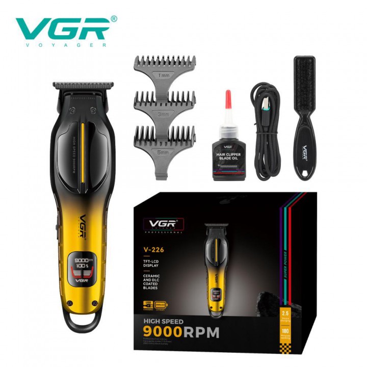 Тример VGR V-226 GOLD, 9000 RPM, 3 насадки, LED display