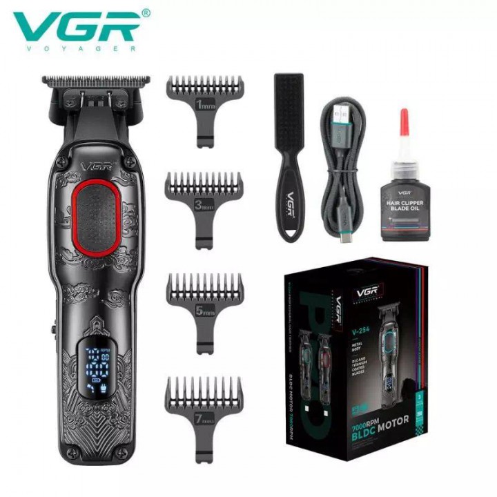 Тример VGR V-254 RED, 4 насадки, 7000 RPM, 2000 mAh, LED display