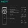 Акумуляторна машинка для стриження (clipper) VGR V-001 BLACK, 10 насадок, 9000 RPM, 4600 mAh, LED light, LED display