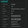 Акумуляторна машинка для стриження (clipper) VGR V-001 BLACK, 10 насадок, 9000 RPM, 4600 mAh, LED light, LED display