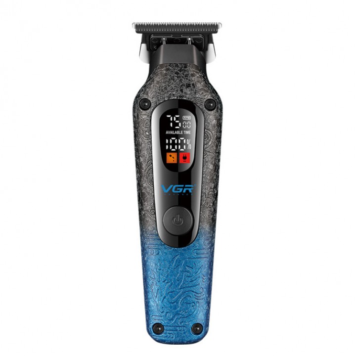 Триммер VGR V-879T BLUE, 4 насадки, 7500 RPM, 1500 mAh, LED display