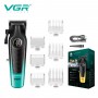 Акумуляторна машинка для стриження (clipper) VGRV-196 GREEN, 8 насадок, 7000 RPM, 2000 mAh, LED display