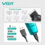 Акумуляторна машинка для стриження (clipper) VGRV-196 GREEN, 8 насадок, 7000 RPM, 2000 mAh, LED display