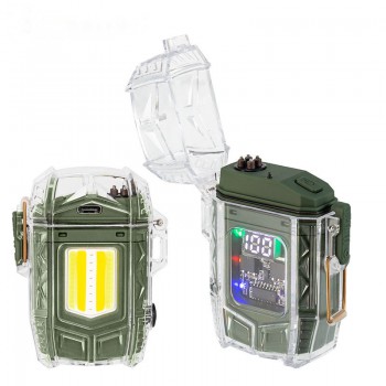 Фонарь MULTIFUNCTIONAL D48-1-COB green, Li-Ion аккум., индикация заряда, зажигалка, ЗУ Type-C, Box