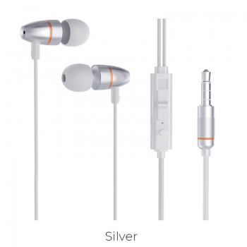 Наушники (проводные) M59 Magnificent universal earphones with mic 3.5mm, Silver
