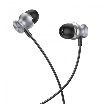 Наушники (проводные) M106 Fountain metal universal earphones with microphone 3.5mm, Metal gray