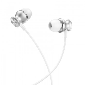 Навушники (дротові) M106 Fountain metal universal earphones with microphone 3.5mm, Silver