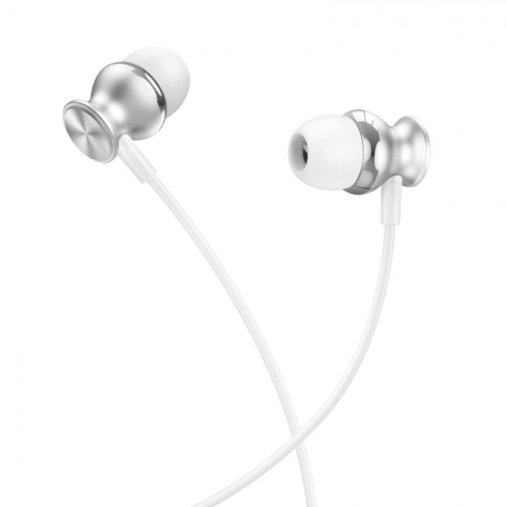 Наушники (проводные) M106 Fountain metal universal earphones with microphone 3.5mm, Silver