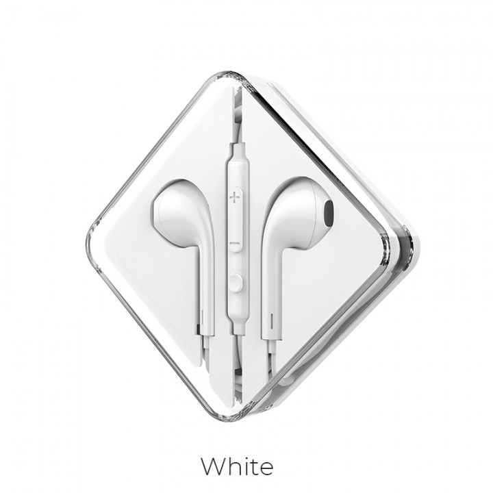 Навушники (дротові) M55 Memory sound wire control earphones with mic 3.5mm, White