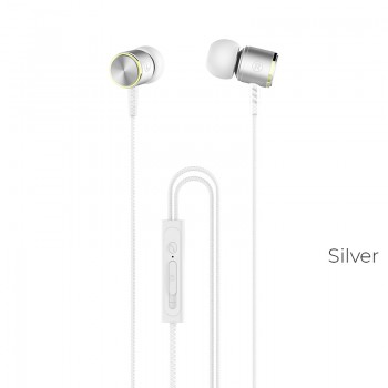 Навушники (дротові) M42 Ice rhyme wire control earphones with mic 3.5mm, Silver